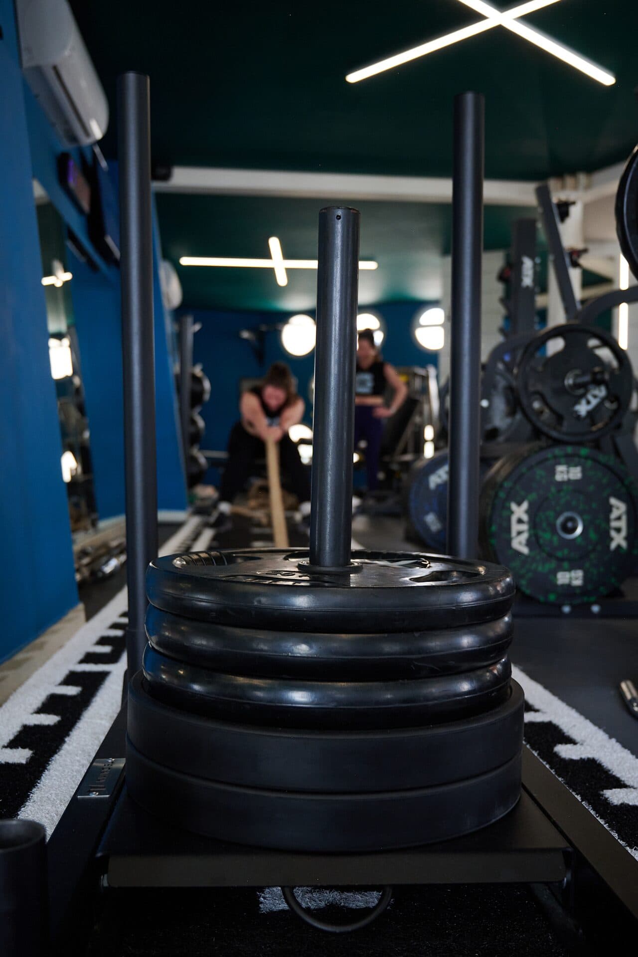 Weighted sled push at VO2 Fitness Center