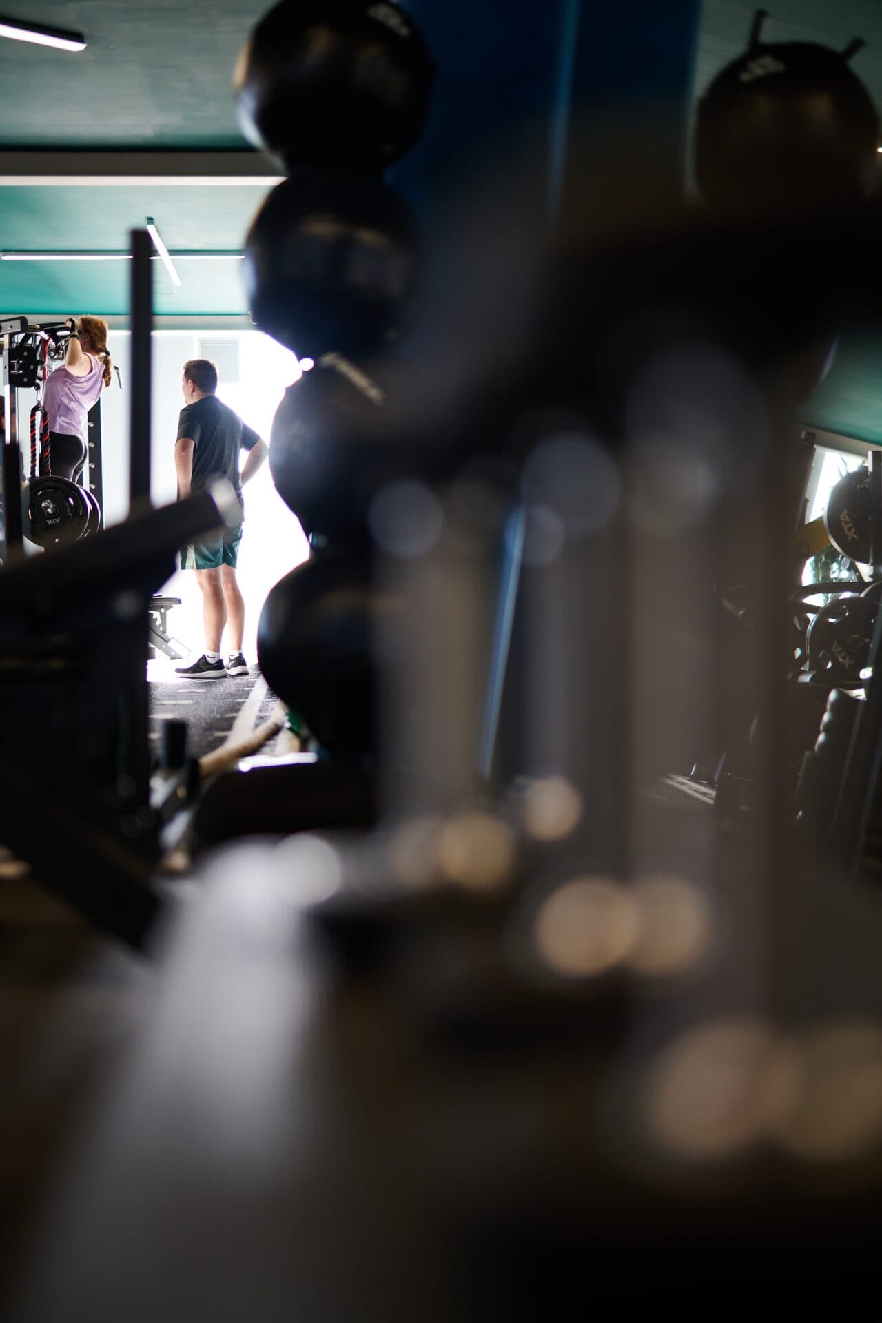Atmospheric silhouette through the training floor