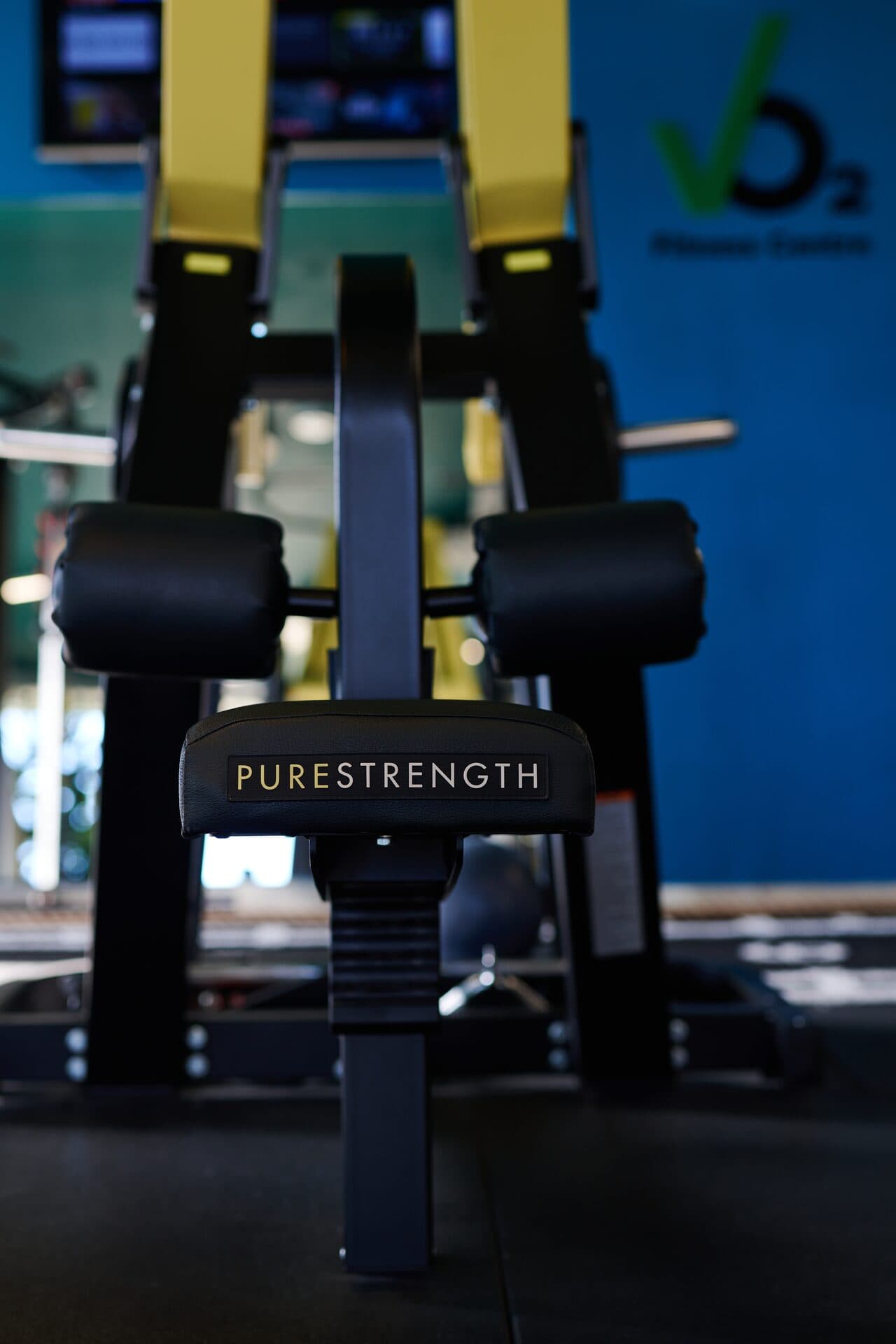 PureStrength bench with VO2 logo in the background